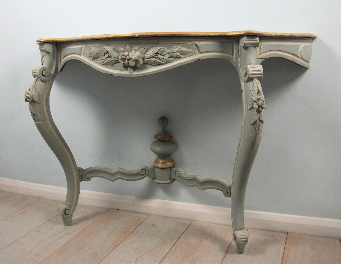 Pair of Painted and Gilded Italian Console Tables